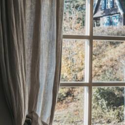 Set Of 2 Stonewashed Lightweight Linen Curtain Panels in Natural/Semi-Sheer Rod Pocket With Multifunctional Heading Tape - thumbnail 2