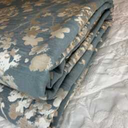 Decorative Floral Bed Runner Cover, Handmade Scarf Throw Blanket Comforter For Double, King Size, Super Bed, Darcey Duck Egg Silver - thumbnail 2