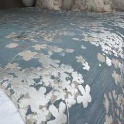 Decorative Floral Bed Runner Cover, Handmade Scarf Throw Blanket Comforter For Double, King Size, Super Bed, Darcey Duck Egg Silver - thumbnail 3