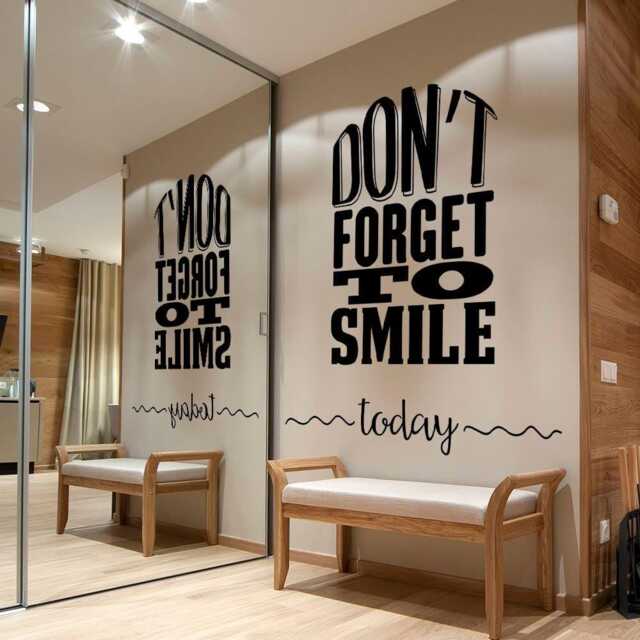 Don't Forget To Smile Wall Decal - Motivational Art Sticker Inspiring Home Decor - image 1