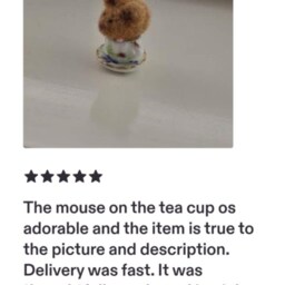 Tiny Needle Felt Mouse On A Tea Cup Christmas Tree Decoration Miniature Handmade Wool Ornament - thumbnail 3