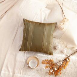Brownish Olive Green & Tan Pillow, Decorative Throw Pillow Cover, Cushion Covers, Pillowcase, Accent Striped Polyester - thumbnail 2
