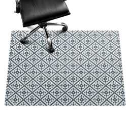 Geometric Retro Pattern Desk Chair Mat, Navy Computer Office Gaming Floor Protector