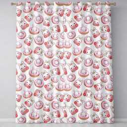 Cute Bunny Donut Dessert Kawaii Cream Background Seamless Pattern Readymade Eyelet Ring Top Thermal 100% Blackout Curtains - thumbnail 2
