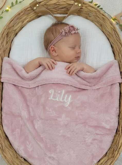 Personalised Baby Blanket With Embroidered Name Soft Plush Cot 75x100cm - image 1