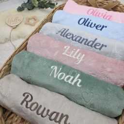 Personalised Baby Blanket With Embroidered Name Soft Plush Cot 75x100cm - thumbnail 3