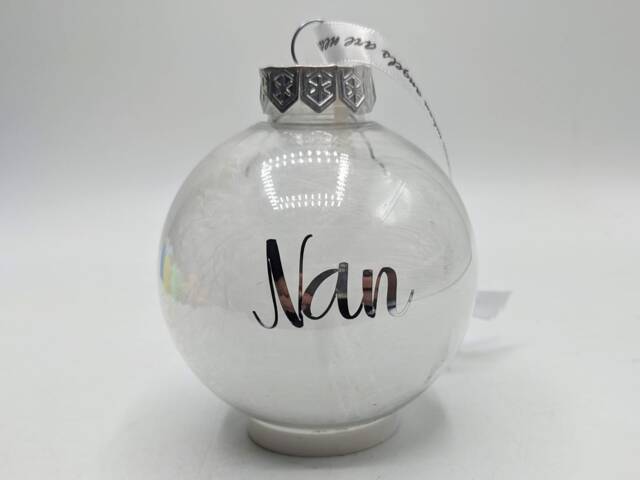 Personalized Feather Memory Bauble, Remembrance Christmas Keepsake - image 1