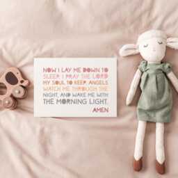 Now I Lay Me Down To Sleep Print, Christian Wall Art, Girls Nursery Baby Girl Gift, Bedroom Decor, Toddler - thumbnail 2