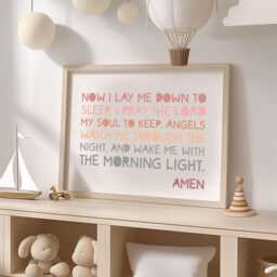 Now I Lay Me Down To Sleep Print, Christian Wall Art, Girls Nursery Baby Girl Gift, Bedroom Decor, Toddler - thumbnail 3
