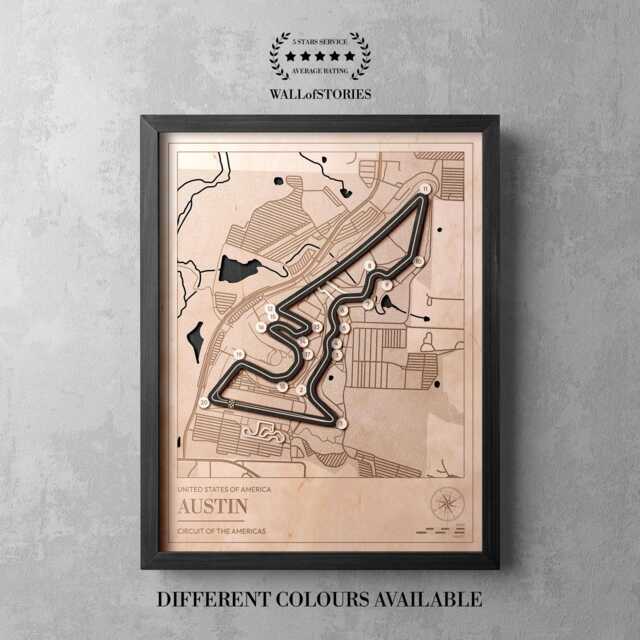 Austin Race Track Wall Art - Personalized Circuit Of The Americas Map Motorsport Fan Gift - image 1