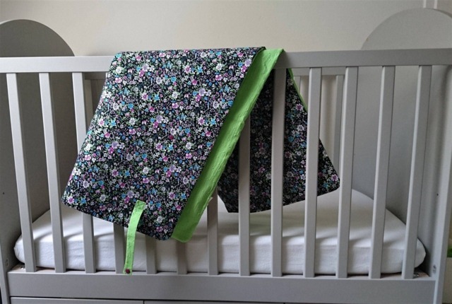 Baby Blanket/ Rug Green & Black Nomatic With Floral Pattern - image 1
