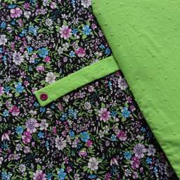 Baby Blanket/ Rug Green & Black Nomatic With Floral Pattern - thumbnail 2