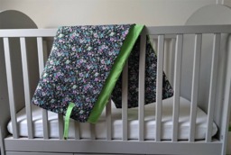 Baby Blanket/ Rug Green & Black Nomatic With Floral Pattern