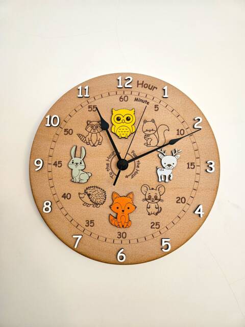 Children's Woodland Theme Wall Clock - Help To Teach Your Children How Tell The Time - image 1