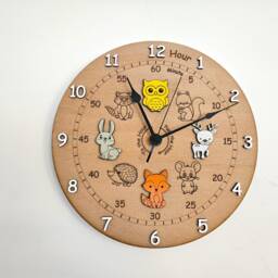 Children's Woodland Theme Wall Clock - Help To Teach Your Children How Tell The Time - thumbnail 4