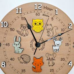 Children's Woodland Theme Wall Clock - Help To Teach Your Children How Tell The Time - thumbnail 2