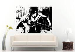 Anime Animation Japanese Worrier Samurai With A Sword Bamboo Forest Wall Decal Vinyl Sticker Mural Room Decor L748 - thumbnail 1