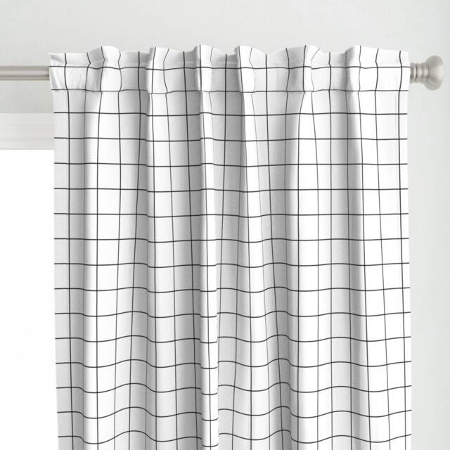Square Grid Curtain Panel - Check Black & White Graph Minimal Custom Windowpane 2 - image 1