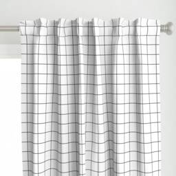 Square Grid Curtain Panel - Check Black & White Graph Minimal Custom Windowpane 2 - thumbnail 1