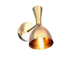 Mid Century Raw Brass Wall Sconce Lamp Light Diabolo , Italian Stilnovo Inspired Modern Reading Bedside Hall Entrance - thumbnail 1
