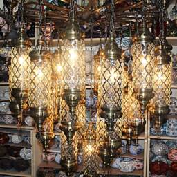 29 Glass Chandelier Lamp, Light, Moroccan Light, Moroccan Lighting, Turkish Light, Moroccan Lamp, Moroccan Pendant, Moroccan Lantern - thumbnail 3
