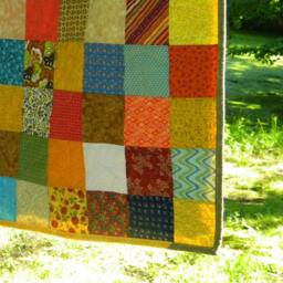 Patchwork Quilt Double Size81x81Warm Earthtone Colors Cotton Blanket - thumbnail 3