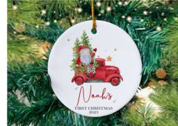 Personalised First Christmas Ceramic Bauble, Baby Tree Ornament/Decoration, New Present, Keepsake Gift