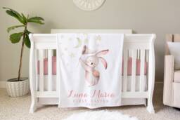 First Easter Gift, Personalized Baby Blanket, Bunny Shower Gift Birthday Animal