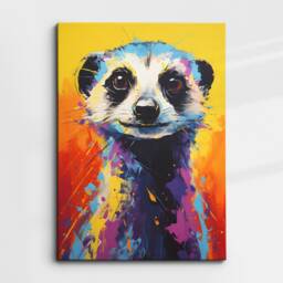 Colorful Meerkat Animal Abstract Oil Painting Splatter Style Wall Art, Framed Canvas Poster Print, Home Kitchen Office Room Decor, Gifts - thumbnail 3