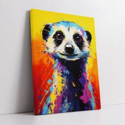 Colorful Meerkat Animal Abstract Oil Painting Splatter Style Wall Art, Framed Canvas Poster Print, Home Kitchen Office Room Decor, Gifts - thumbnail 2