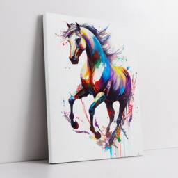Colorful Horse Animal Abstract Oil Painting Splatter Style Wall Art, Framed Canvas Poster Print, Home Kitchen Office Room Decor, Gifts - thumbnail 2