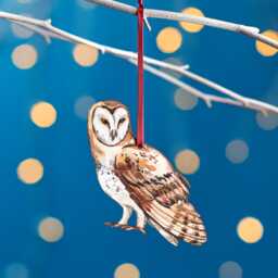 Barn Owl Christmas Tree Decoration, Birch Plywood Ornament, Animal Lover Gift, Festive Watercolour Art, Traditional Keepsake