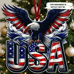 Patriotic Eagle 2D Flat Heart Ornament, Let Freedom Ring American Flag Christmas Usa Holiday Tree Decor - thumbnail 4