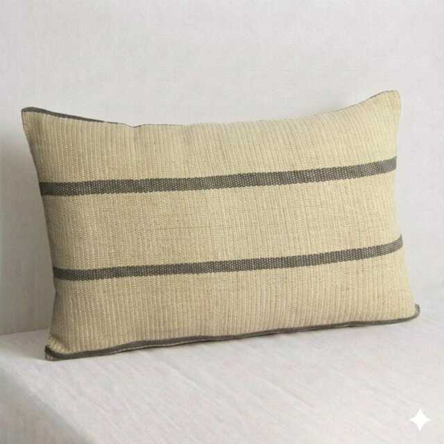 Handwoven Karen Hill Tribe Pillow Cover, Brown Rustic Textile, 12x20 - image 1