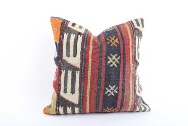 Bohemian Kilim Pillow 20'' Turkish Wool Accent Pillow - image 1