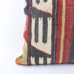 Bohemian Kilim Pillow 20'' Turkish Wool Accent Pillow - thumbnail 2