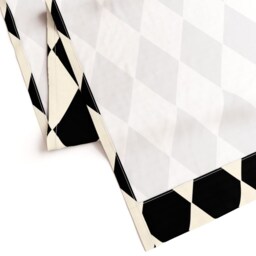 Large Diamond Curtain Panel - Black Cream Ecru Geometric Squares Checkered Custom Harlequin Diamonds By Peacoquettedesigns - thumbnail 4