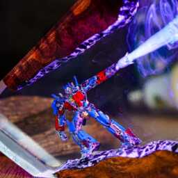 Optimus Prime Resin Lamp - Handmade Led Transformer Robot Diorama - Sci-Fi Mecha Night Light Geek Gamer Gift Collectible - thumbnail 3