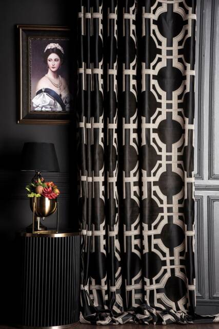 Black Beige Gold Gray Cream Blue Yellow Curtains, Luxury Curtains Panel For Livingroom&bedroom, Striped Geometric Patterned Custom Size Drape - image 1