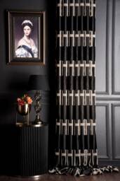 Black Beige Gold Gray Cream Blue Yellow Curtains, Luxury Curtains Panel For Livingroom&bedroom, Striped Geometric Patterned Custom Size Drape - thumbnail 1
