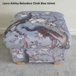 Laura Ashley Fabric Storage Footstool Belvedere Duck Egg Blue Peacock Pouffe Ottoman Gosford Josette Ironwork Scroll Whinfell Gold Dalton - thumbnail 3