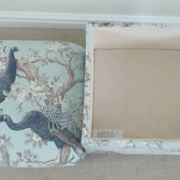 Laura Ashley Fabric Storage Footstool Belvedere Duck Egg Blue Peacock Pouffe Ottoman Gosford Josette Ironwork Scroll Whinfell Gold Dalton - thumbnail 2