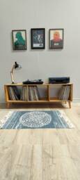Small Record Player Table - Vinyl Storage Turntable Stand Varezzo 140cm Light Oak - thumbnail 1