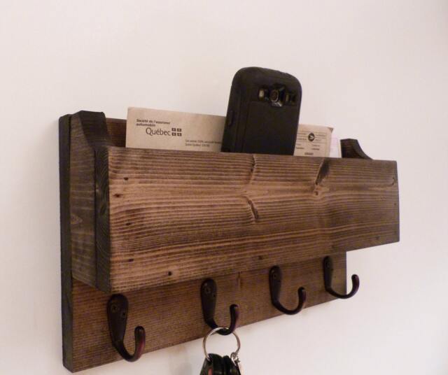 Mail Organizer Wall, Entryway Organizer, Key Rack, Holder, Rustic And - image 1