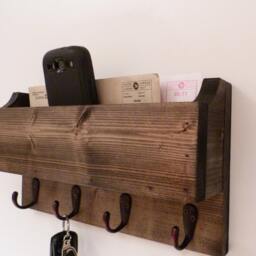 Mail Organizer Wall, Entryway Organizer, Key Rack, Holder, Rustic And - thumbnail 2