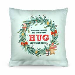 Christmas Hug - 26cm X Personalised Text & Photo Cushion - thumbnail 1