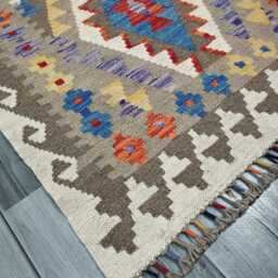 Multicolour Runner Rug, Handmade Artisan Afghan Turkish, Scandinavian, Navajo, Bohemian, Flatweave, Natural Wool Kilim Rug 294x83 cm - thumbnail 3