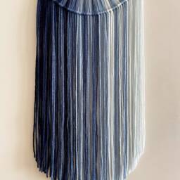 Shades Of Blue Hoop & Yarn Wall Hanging/Macrame Modern Boho Decor Nursery Dorm - thumbnail 3