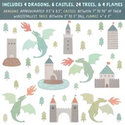 Dragon Wall Decals - Removable, Reusable Stickers Nursery Decor, Kids Room Art, Boy Decor - thumbnail 2