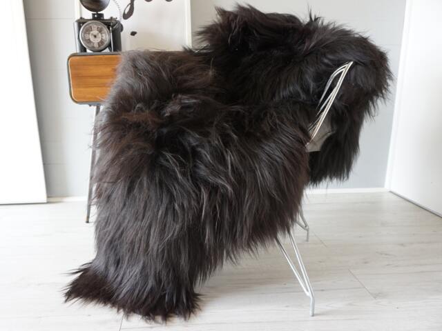 Genuine Double Icelandic Sheepskin Rug Natural Black Long Wool Throw - 74x29 - image 1